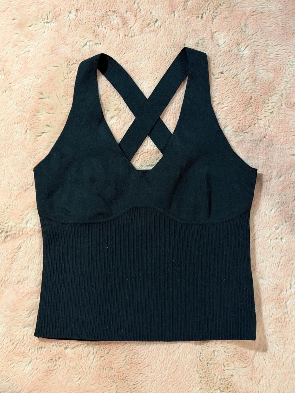 Sincerely Jules Black Ribbed Crisscross Tank Top